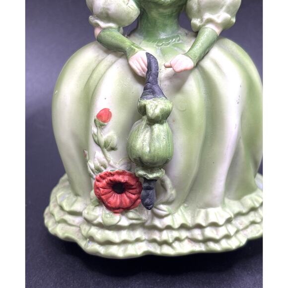 Porcelain Bisque Victorian Lady Figurine Green Dress W/Umbrella Canada Exclusive - Picture 3 of 8